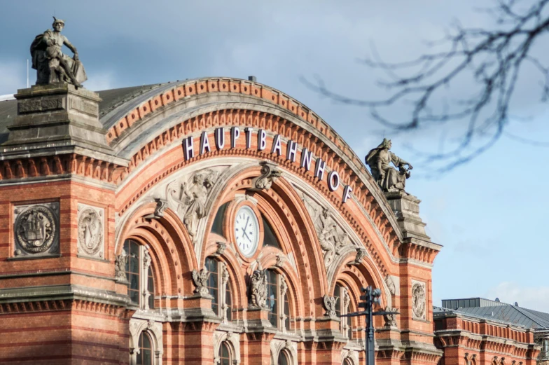 the clock is displayed on the building