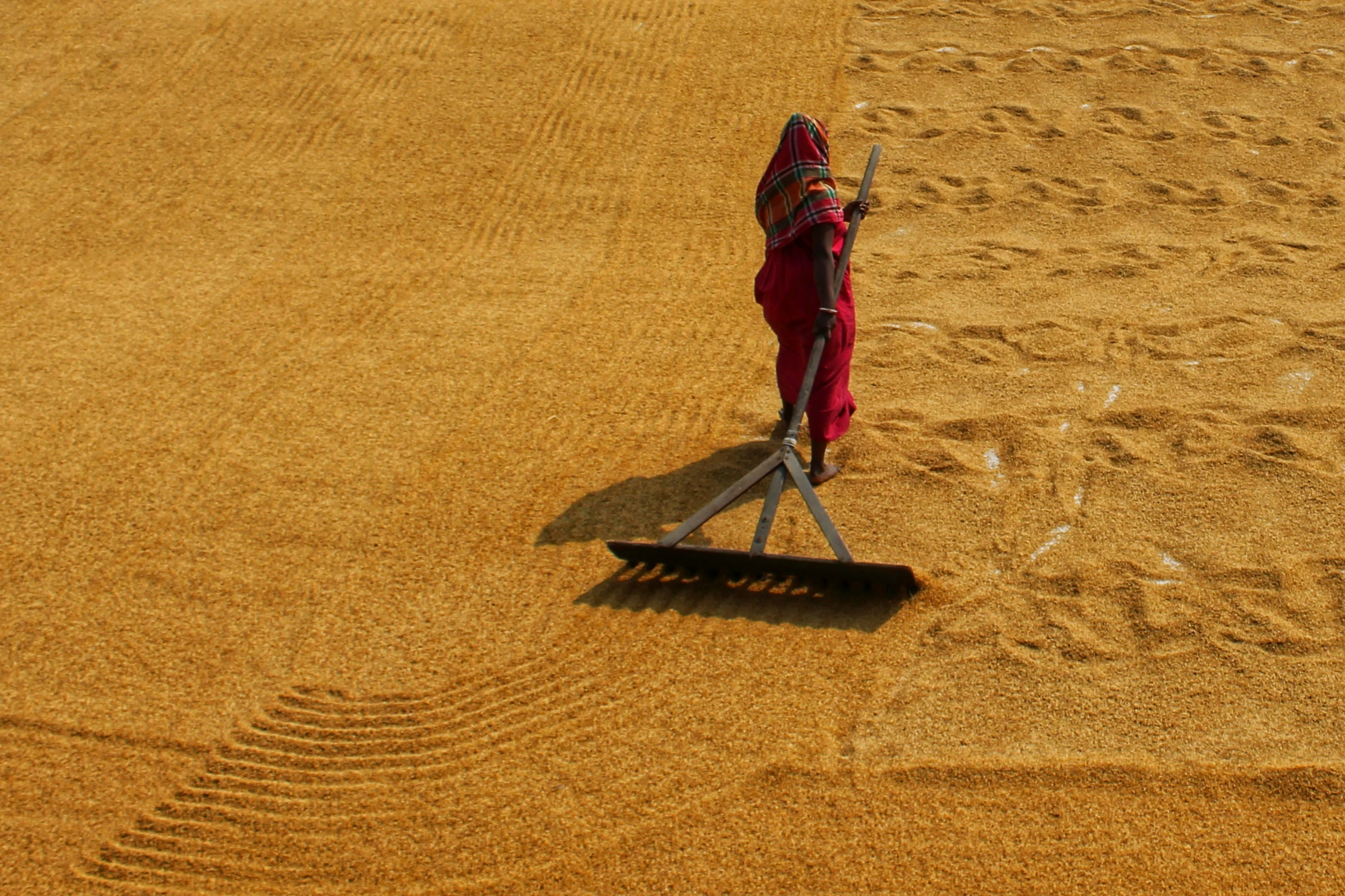 an aerial s of a shovel in the dirt