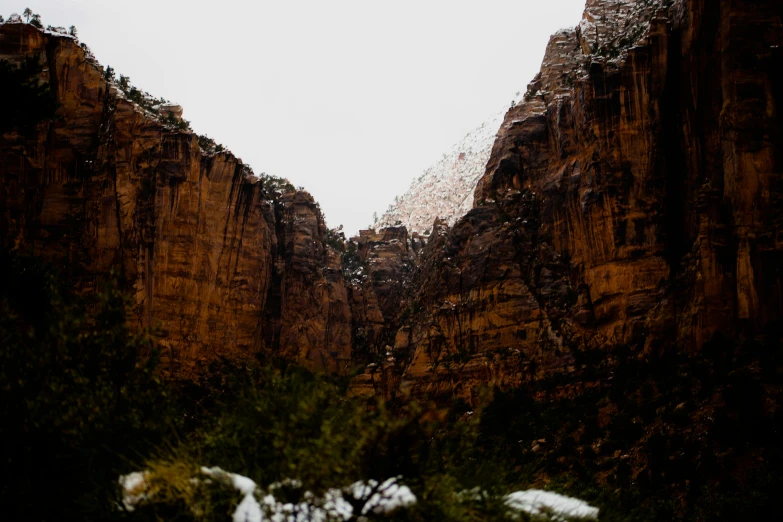 a rocky mountain with an upside down view