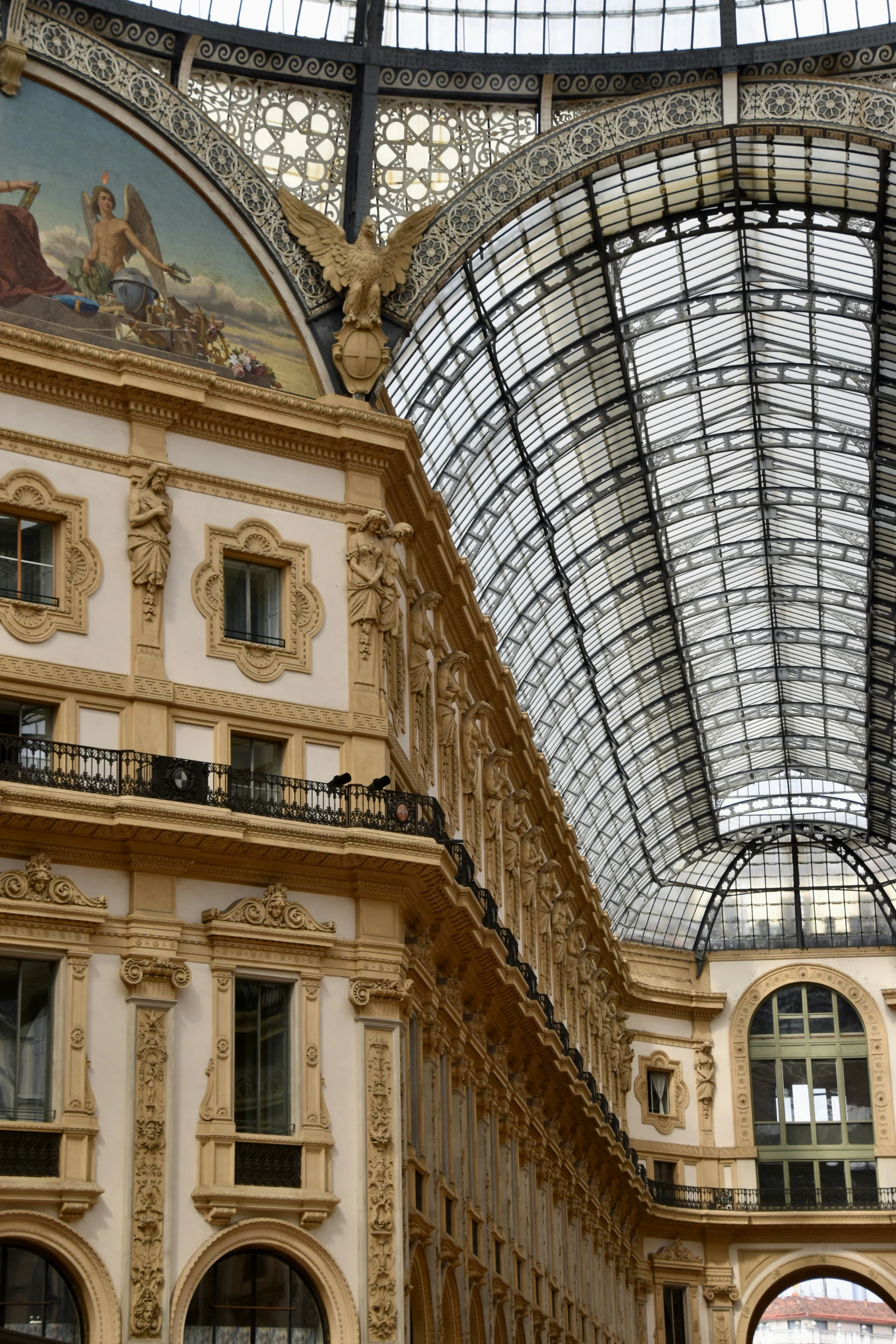 view of the interior of a building with a roof