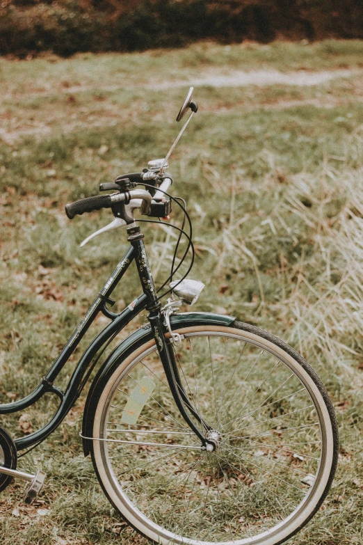 a bike with the front ke bent down on the grass