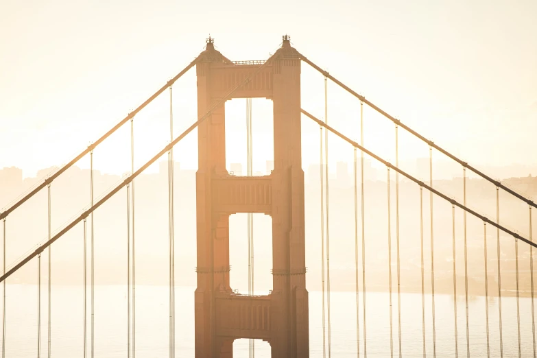 view of the golden gate bridge on a foggy day