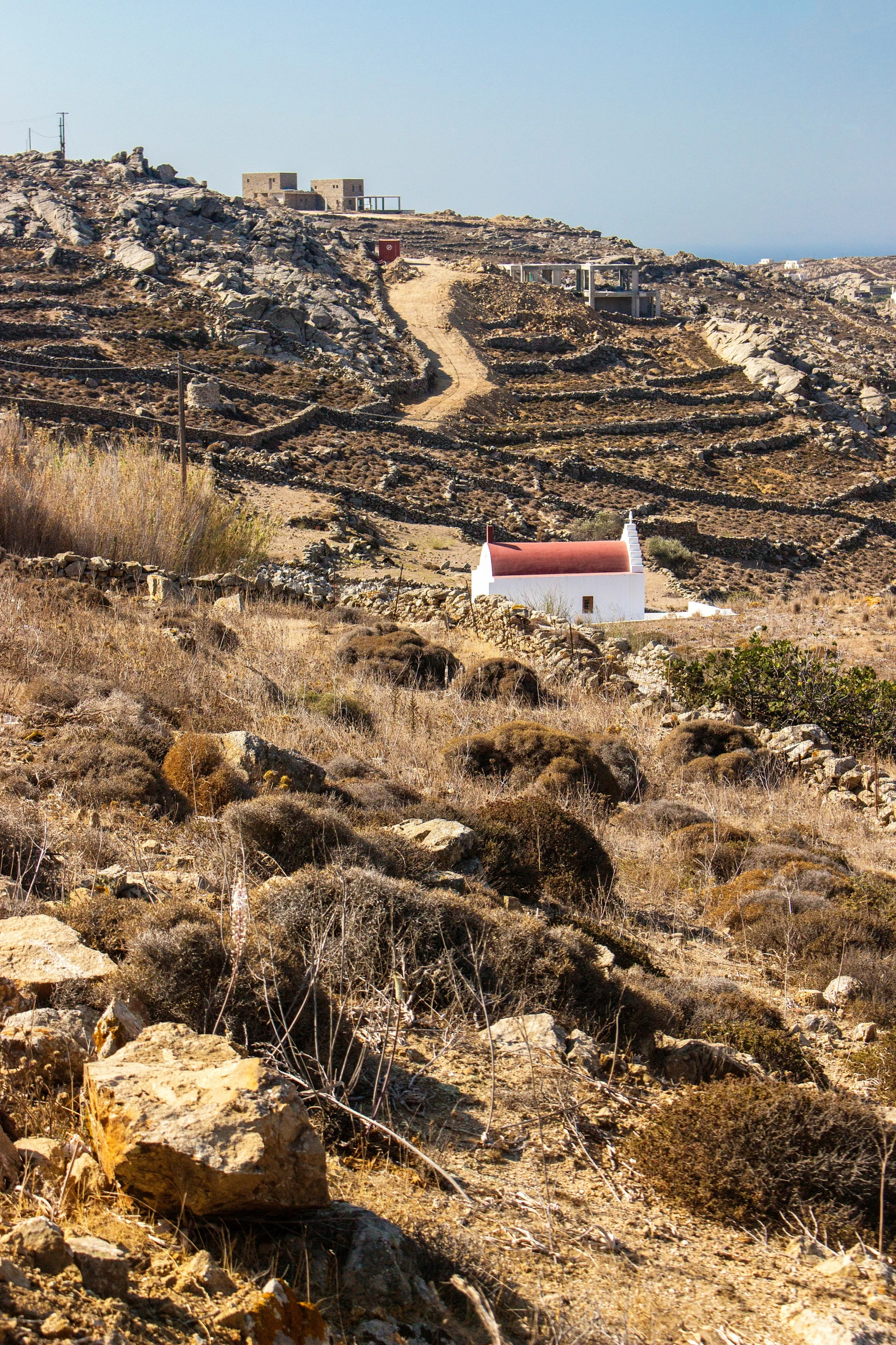 a hill with rocks and grass on it