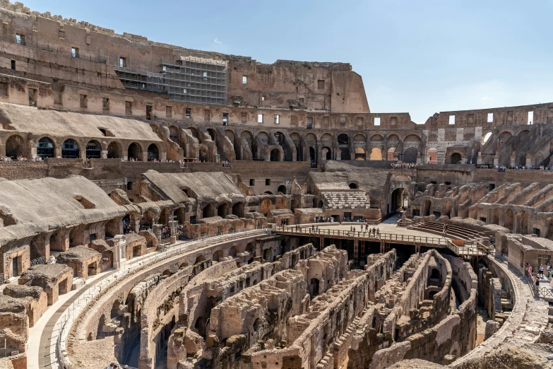 the inside of the roman amphit showing only the arched ceiling