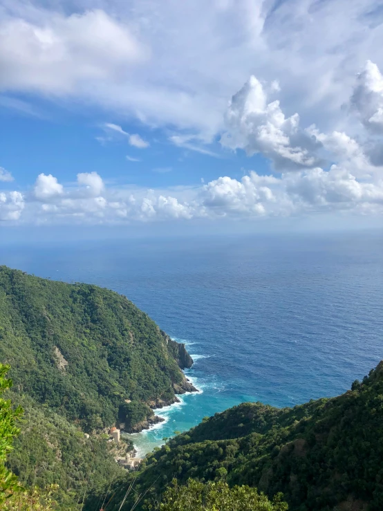 a view of the water with clouds in it