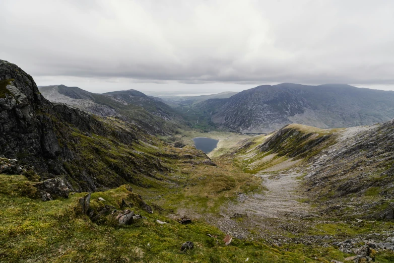 a view of the landscape from high up in the mountains