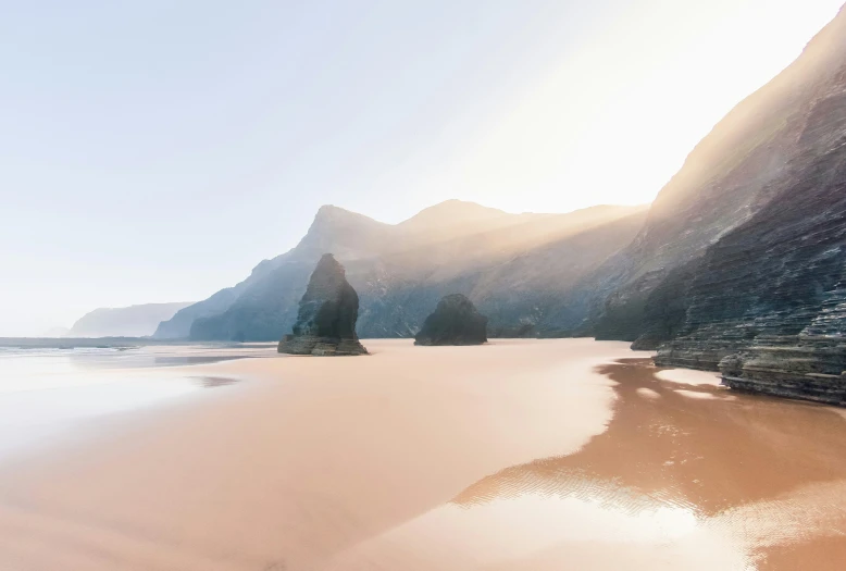 a beach that is completely covered in sand