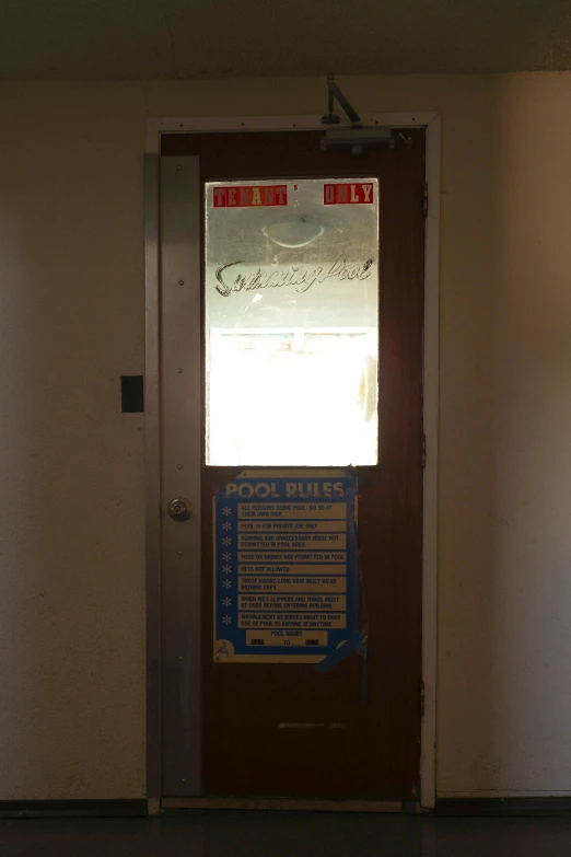 the door has a list posted in front of it