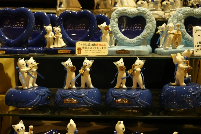 the cats are on display in the store