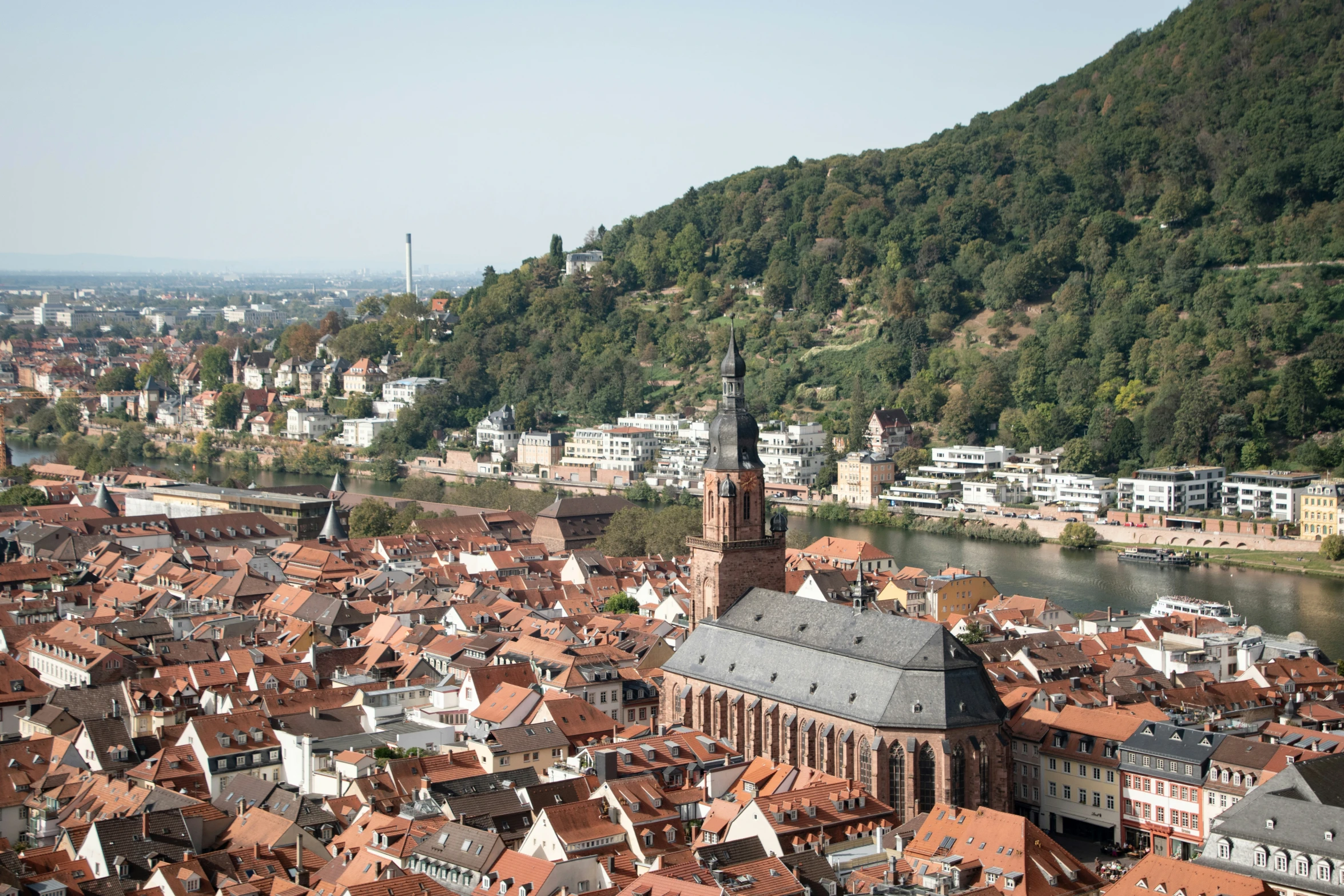 the old town is seen from above the mountain