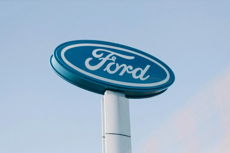 ford logo on the side of a sign
