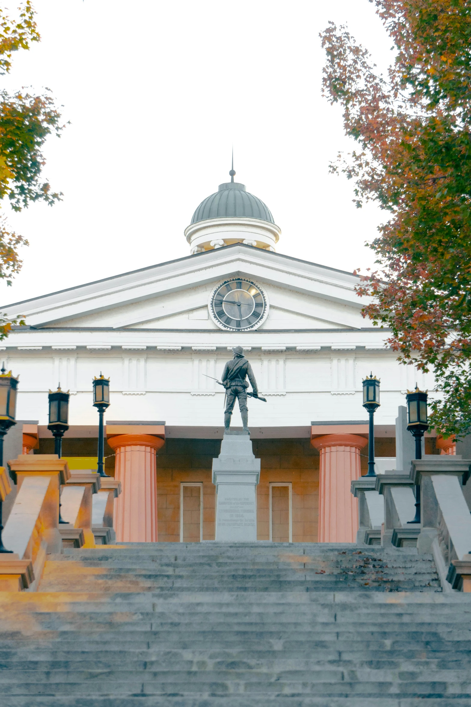 there is a statue in front of a building