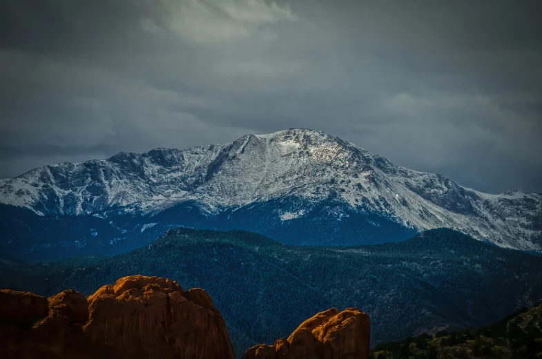 mountains under an overcast sky with clouds