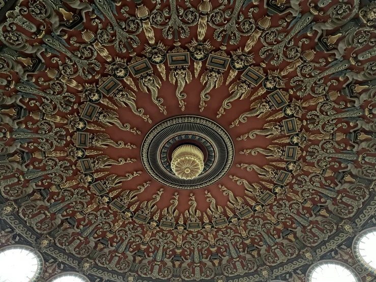 a decorative ceiling that is made of tiles