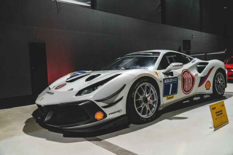 the car is on display in the exhibit area