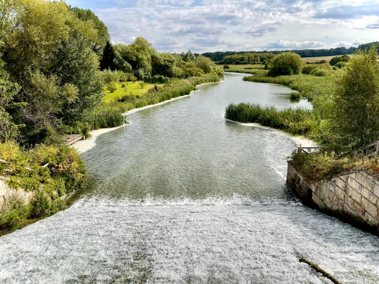 a wide river with lots of small rapids near by