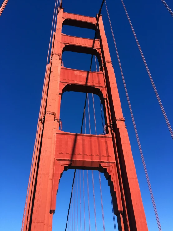 an image of a golden gate bridge looking down