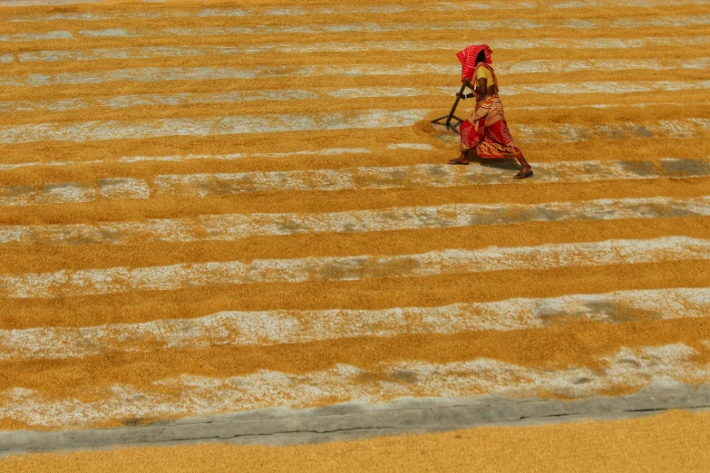 an image of a woman walking through the grass