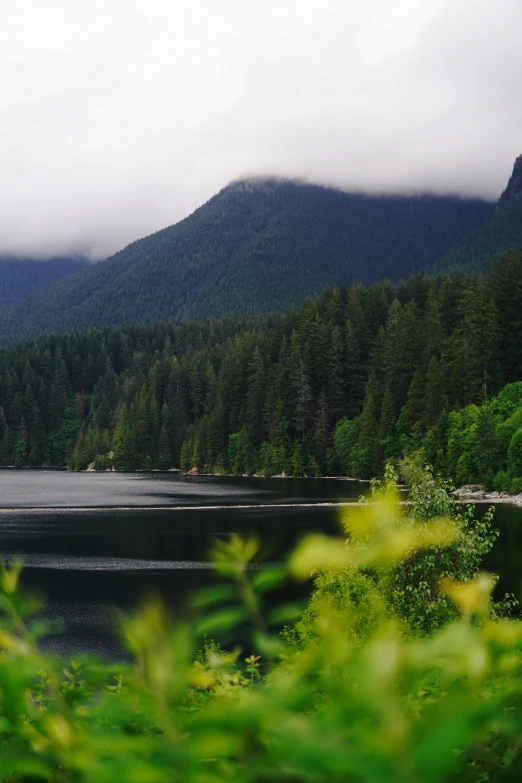 a lake that is sitting next to a mountain