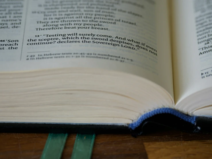 an open book with a string in front of it