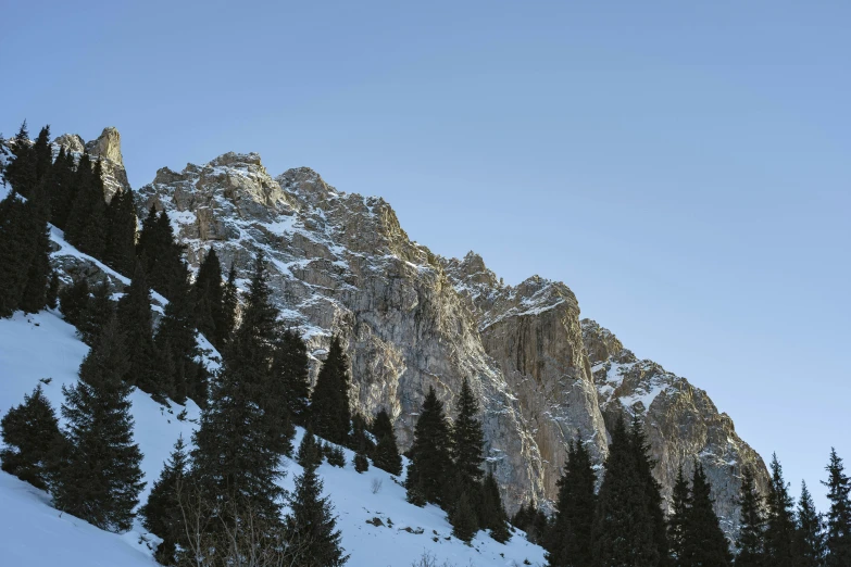 a mountain is seen from the bottom of the mountain