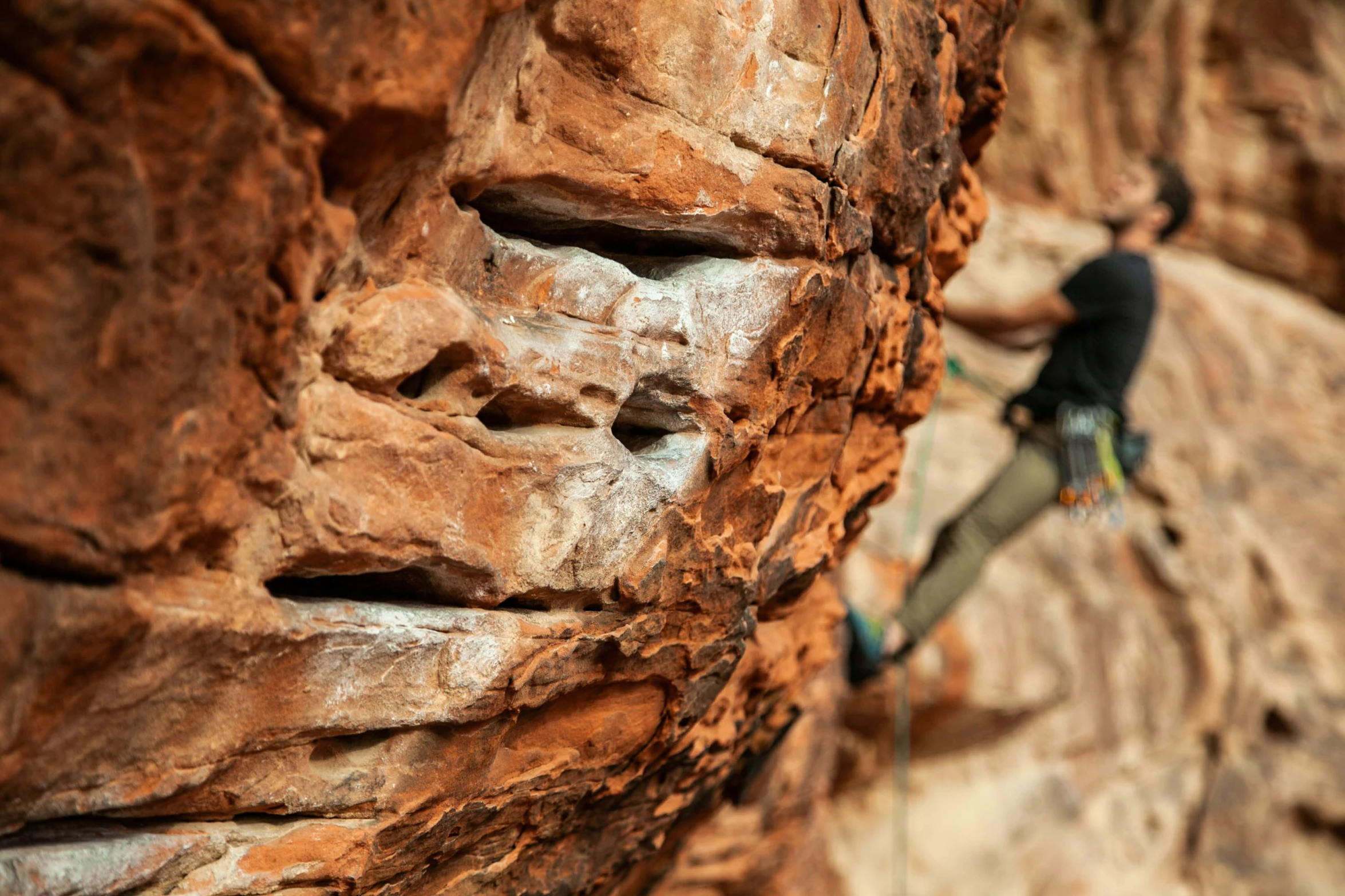 man on a rock climbing up a face