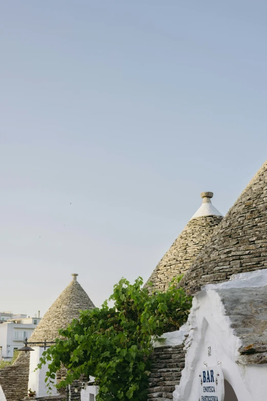 a couple of round buildings that are made out of rocks