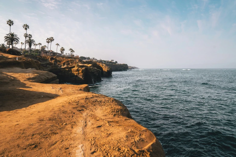 the beach has two water tracks to the left and three water channels to the right