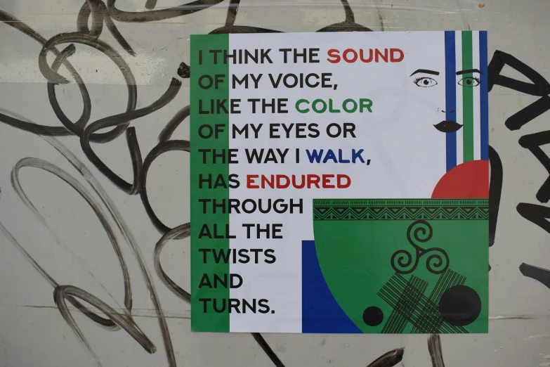 the words are written on the picture as the background is surrounded by graffiti