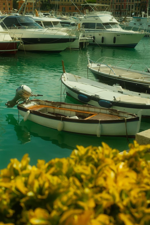 a couple boats are docked at a marina