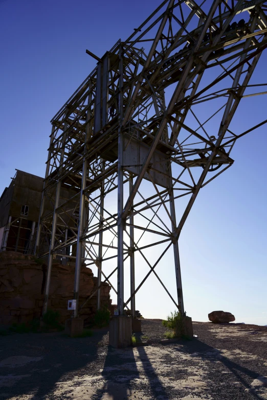 a very tall metal structure with a very large tower