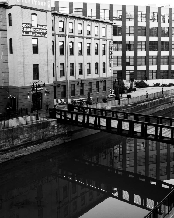 some water some buildings and lights buildings