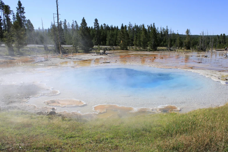 the water in a large pool is clear