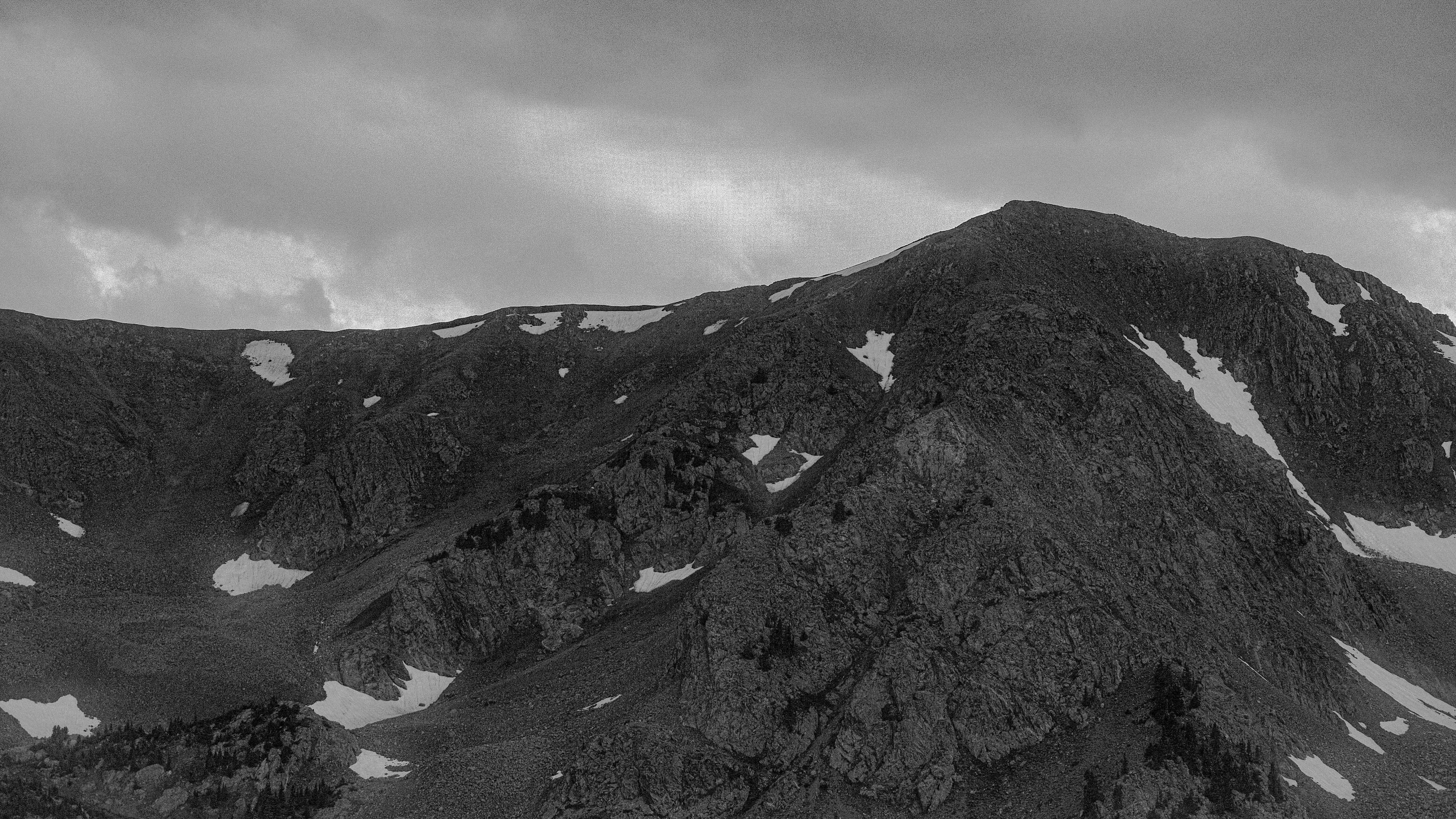 a black and white po of mountains