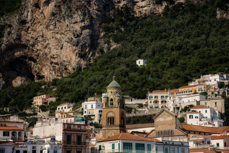 there is a mountain side town on the hill