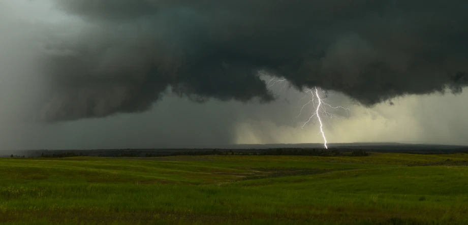 some big storm clouds with a lot of lights