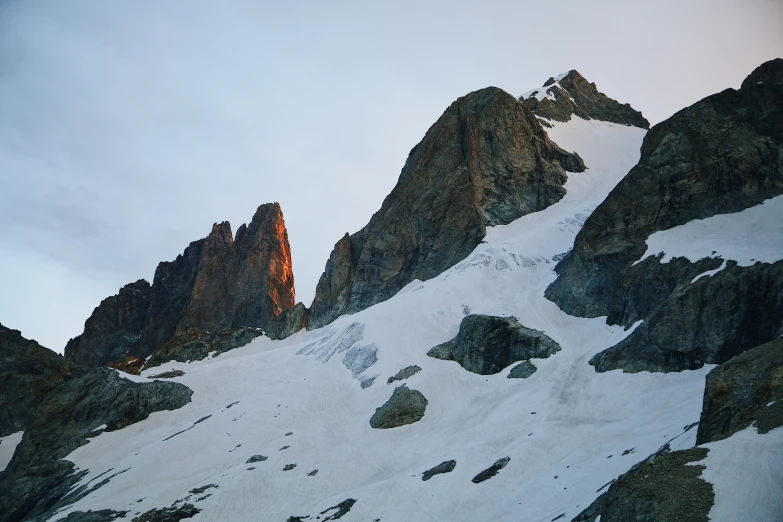 a snowy mountain with lots of snow on it