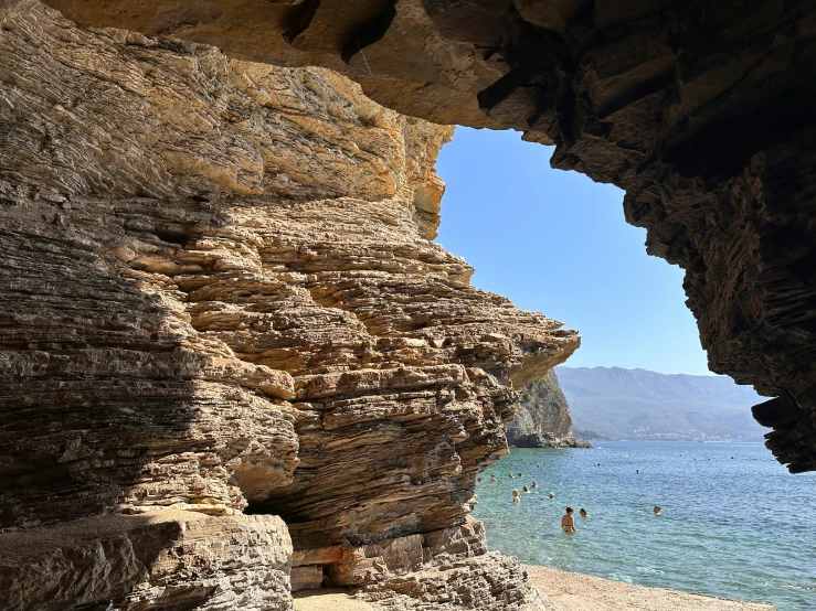 the rocks and water look like they have been dug into an ocean