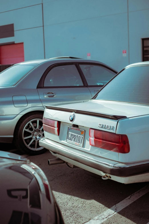 a car parked in front of a warehouse