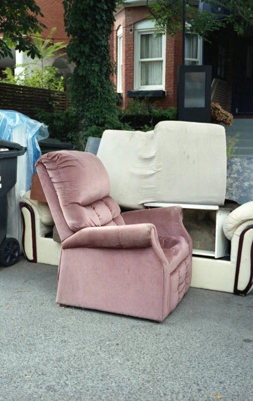 some furniture is sitting in the middle of the street