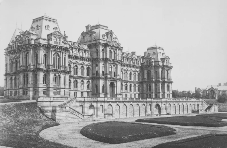 the exterior of a historical building in the past