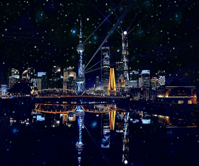 there is an image of city at night