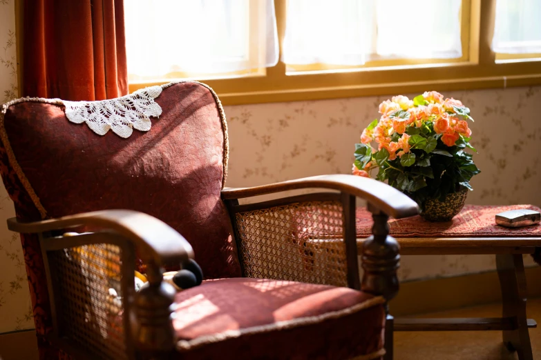 a room with some chairs and a table