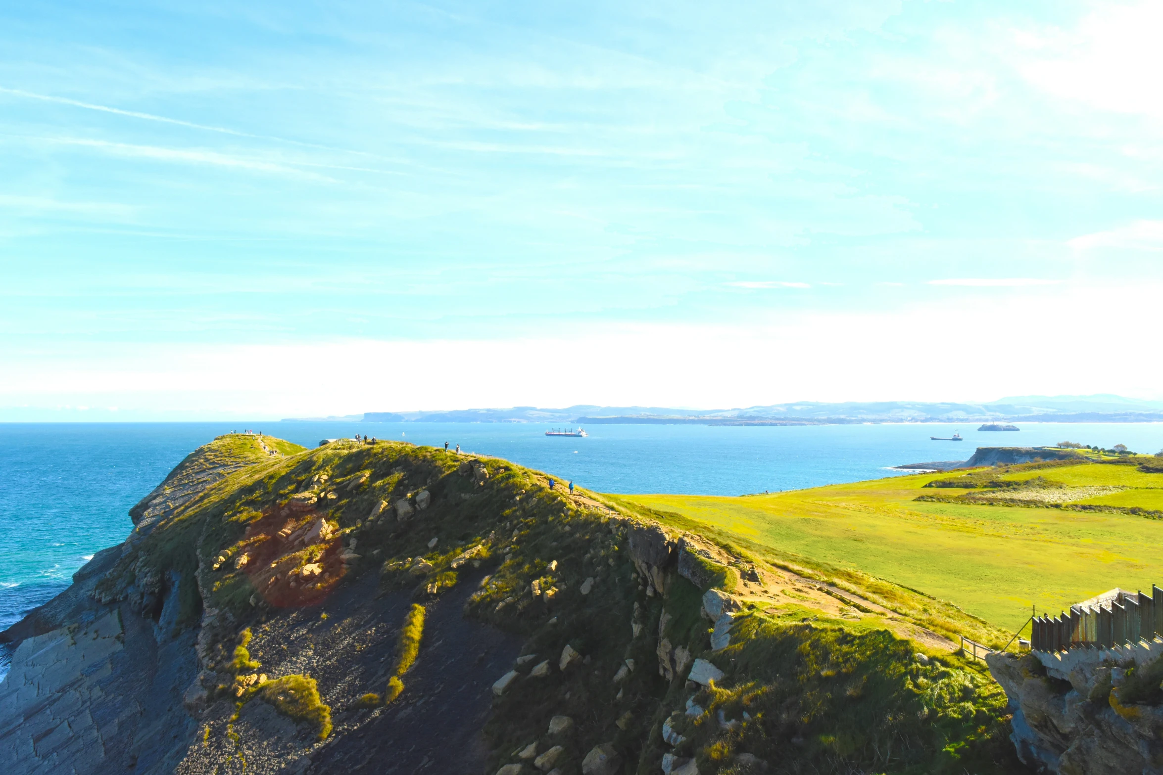 a horse on a rocky slope overlooking a body of water