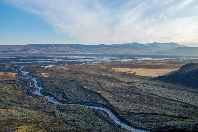 an aerial s of a river in a plain