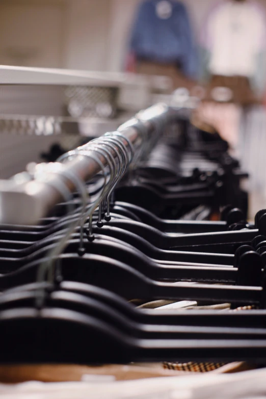 rows of metal and plastic type rack in a factory