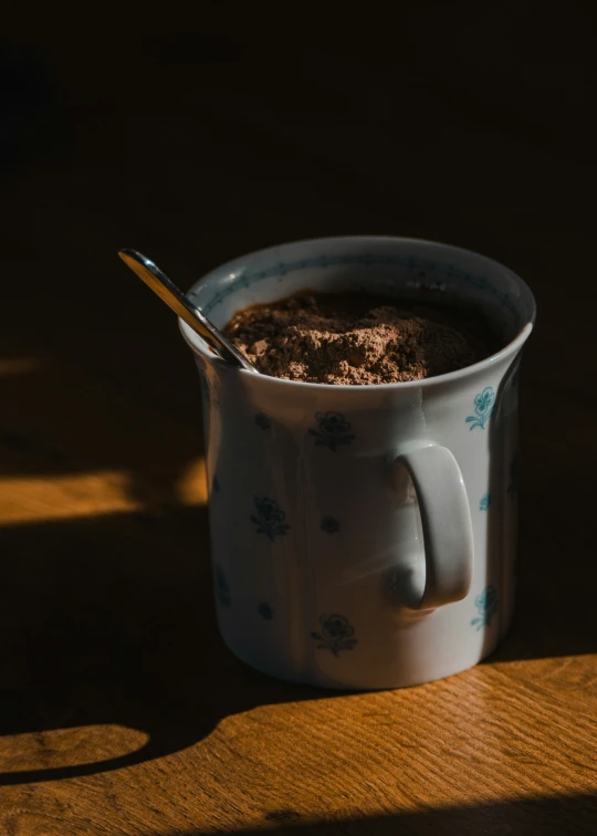 a cup with some type of chocolate inside of it