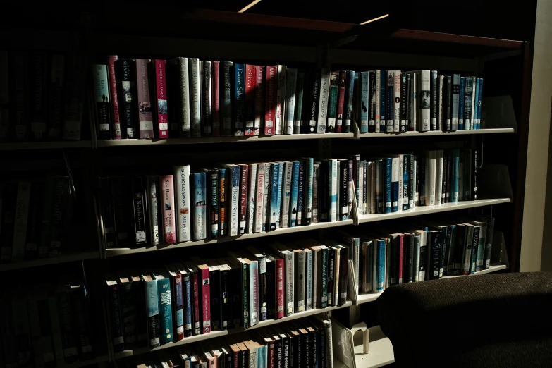 a book shelf that has some kind of books