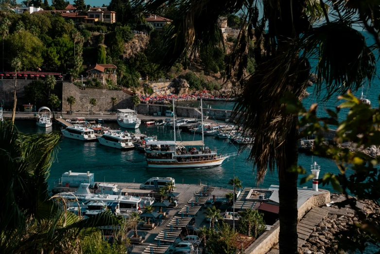 a harbor filled with boats on top of it