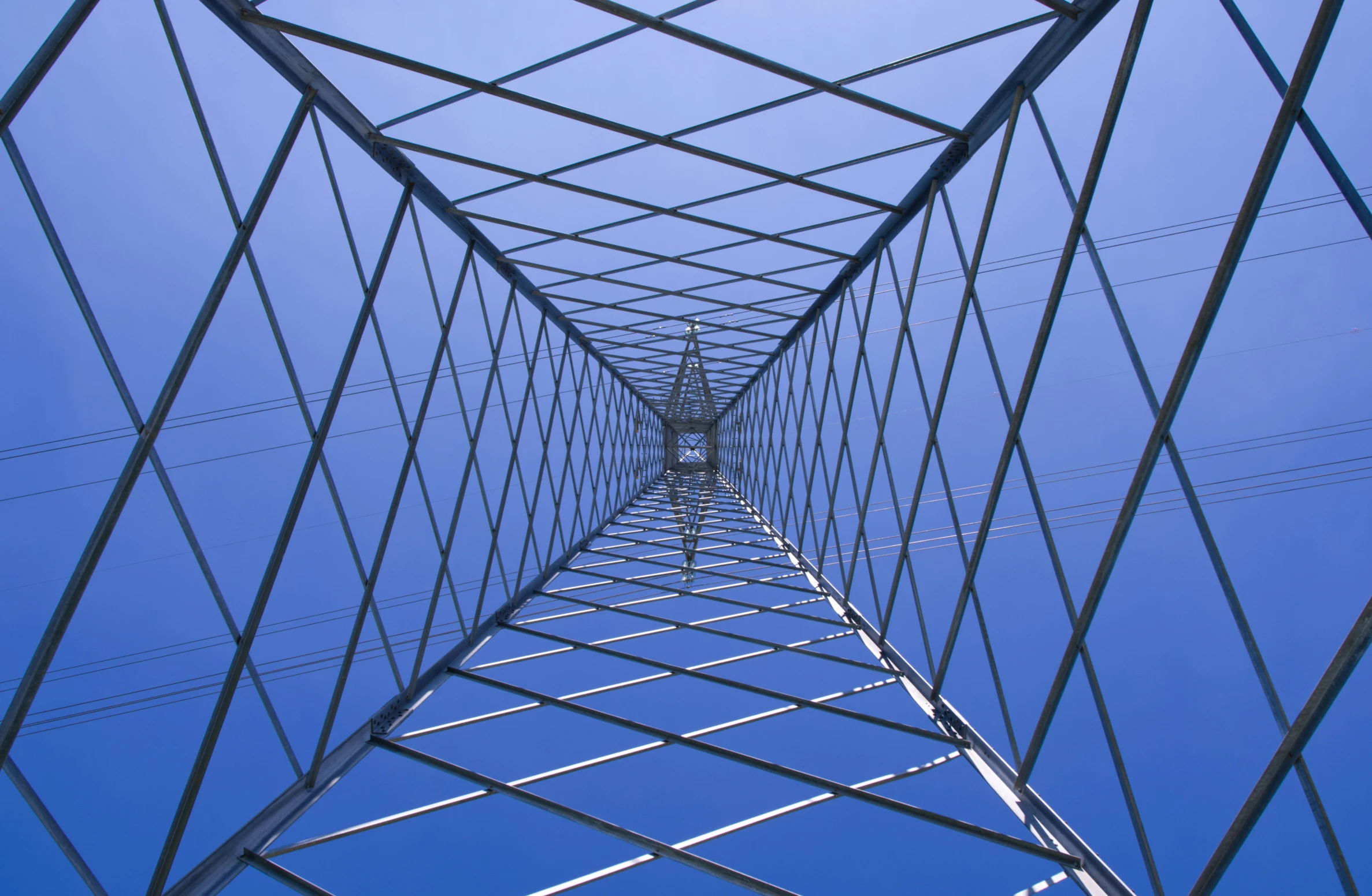 a high view of a metal structure looking up